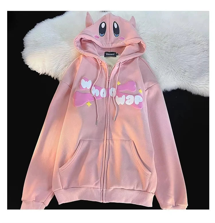 American Fashion Trend Pattern 3D Zipper Hoodie Women Street Y2K New Hoodies