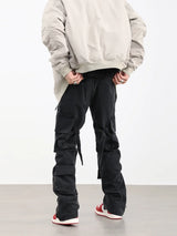 mens hip hip pants retro cargo pant streetwear side pockets bottom zipper harajuku joggers casual loose straight cotton trousers relaxed fit joggers
