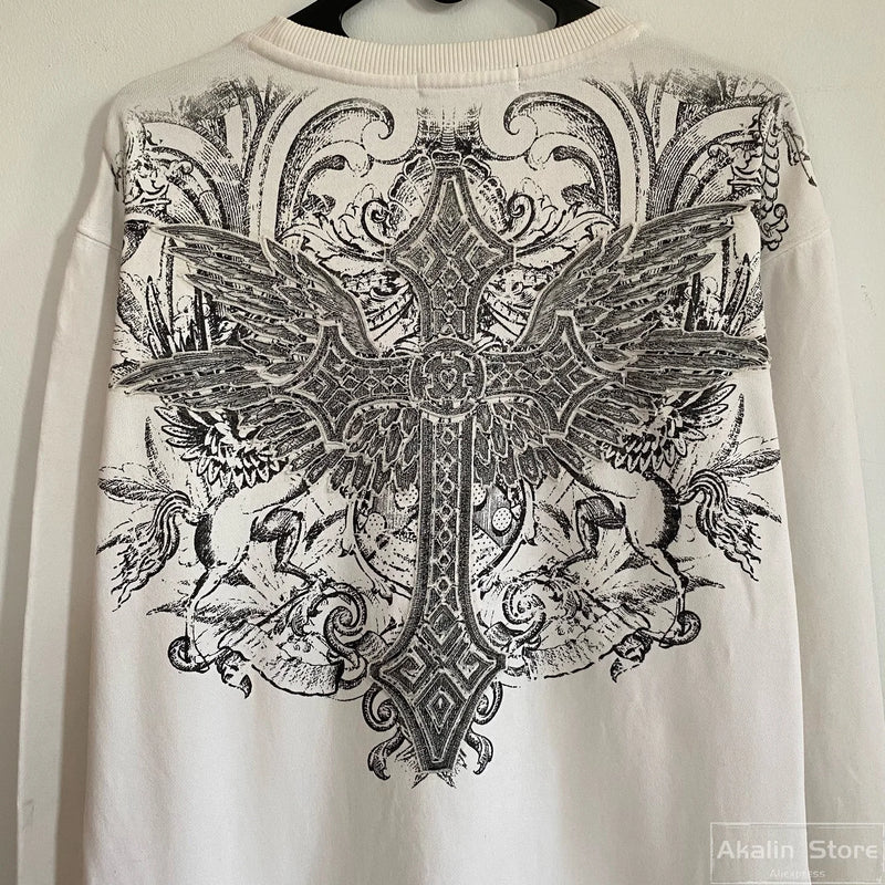 Urban Streetwear T-Shirt – Flame Stack Quote Design Y2K