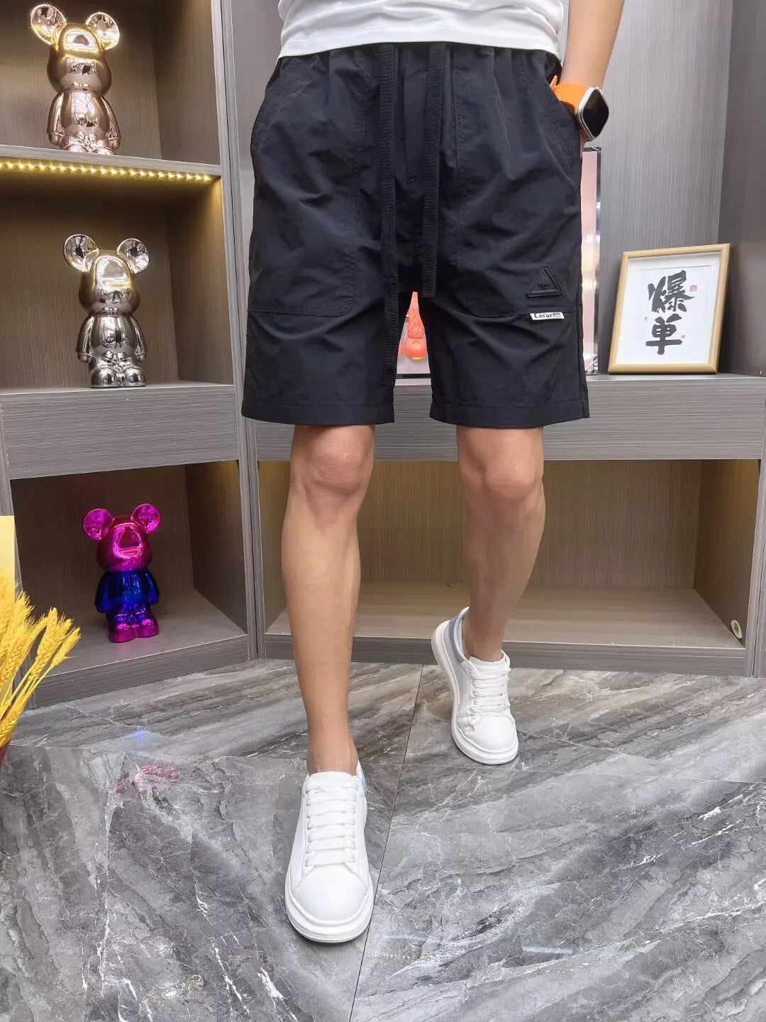 Men Casual Shorts 2024 Summer korean Fashion Brand Drawstring Waist