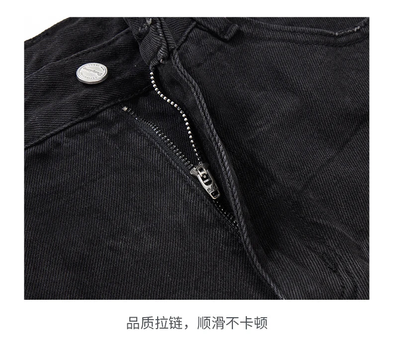 men streetwear fashion side splice hip hop loose casual wide leg straight baggy jeans pant cityboy jeans pants trousers unique jeans style 2604