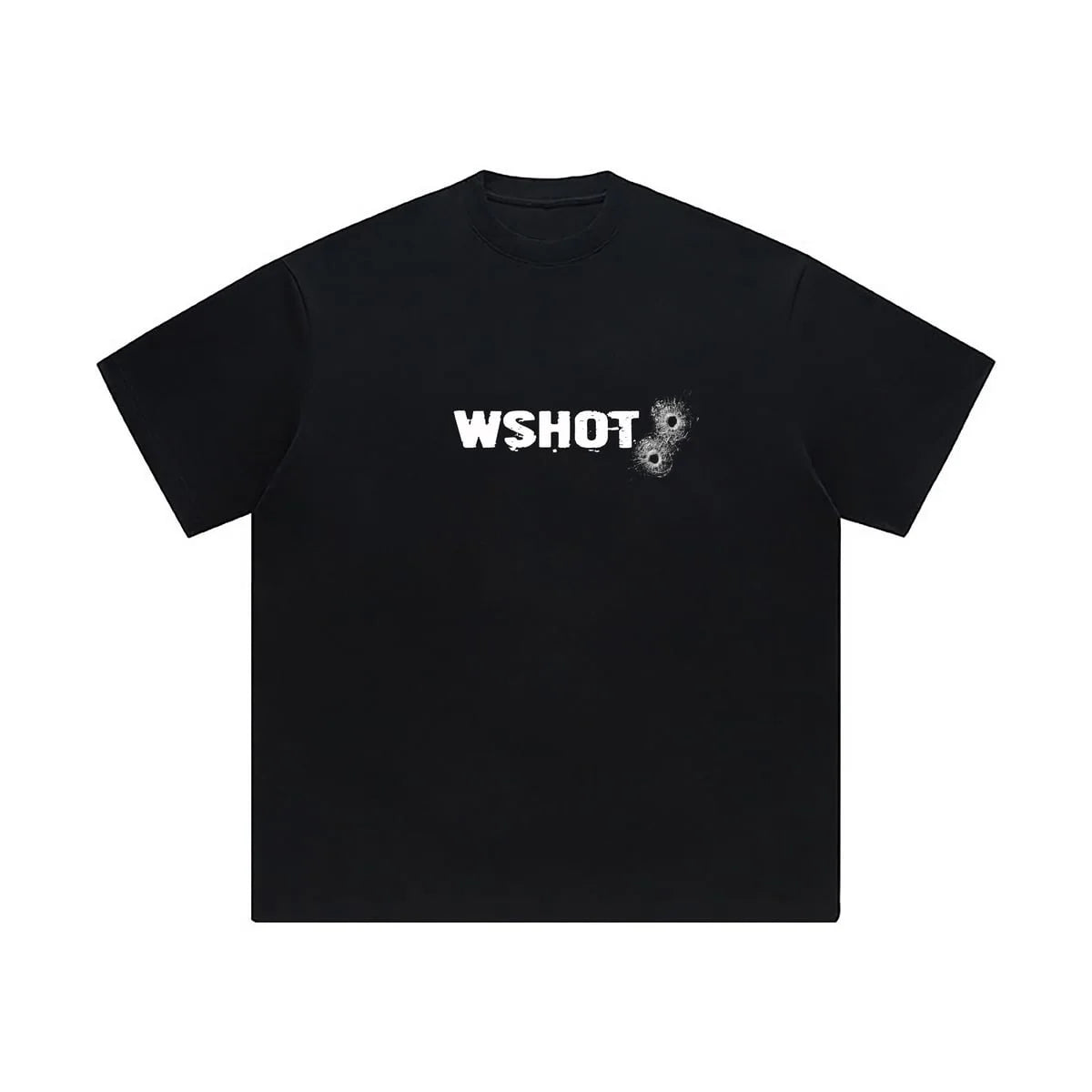 Tee with neon sketch font and anime corner print