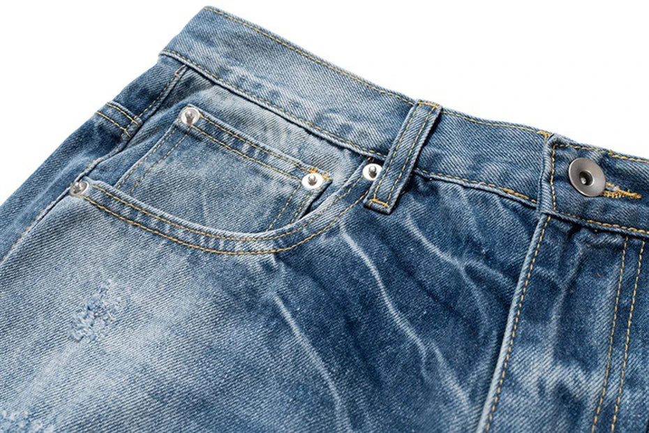 mens fashion ripped jeans blue distressed flared denim pants baggy jeans trousers male luxury designer jeans unique jeans style 5714