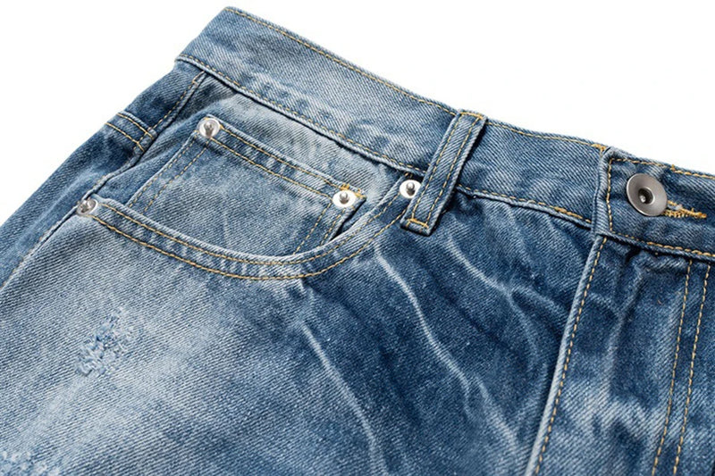mens fashion ripped jeans blue distressed flared denim pants baggy jeans trousers male luxury designer jeans unique jeans style 5714