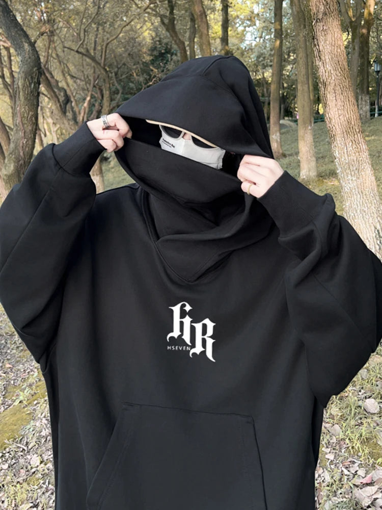 Autumn Ninja Neck Streetwear Hoodies Men Fleece Goth Letter Hip Hop Ho