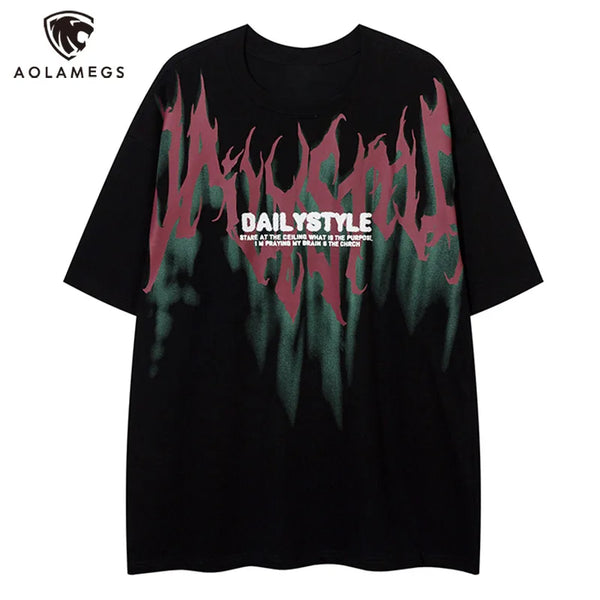 Y2k Chrome logo – Men Short Sleeve T Shirts Thorn Letter Print Tshirt High Str