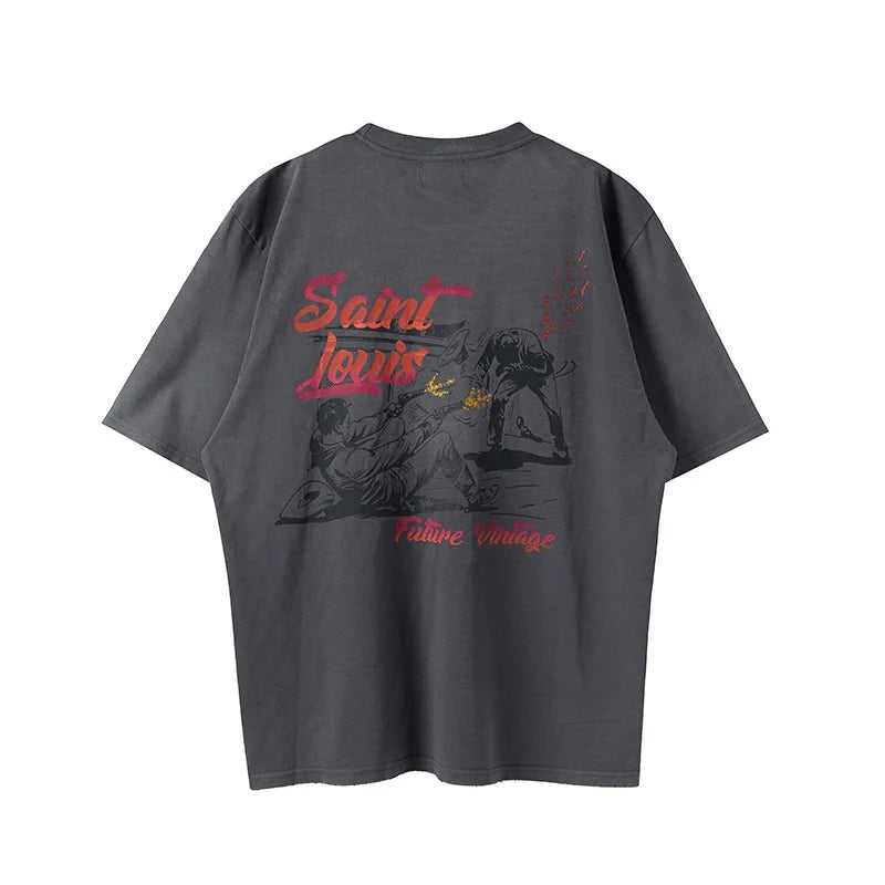 Y2K Graphic Tee – 2024Ss Saint Louis T Shirts Men Woman Good Quality Cotton Lo – Urban Streetwear for Men & Women