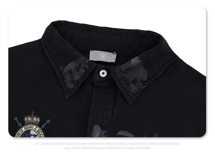 Embroidered patchwork shirt