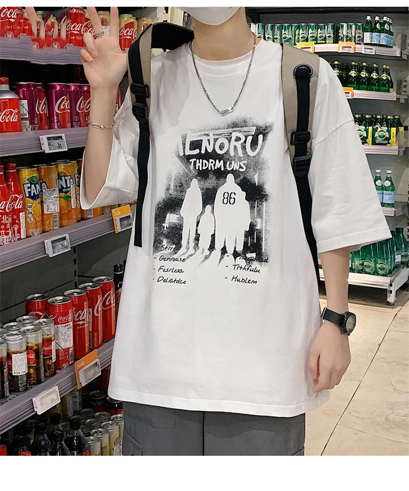 Cyberpunk Chrome print – New Anime Graphic Print Short Sleeve T Shirt For Men Hip Hop
