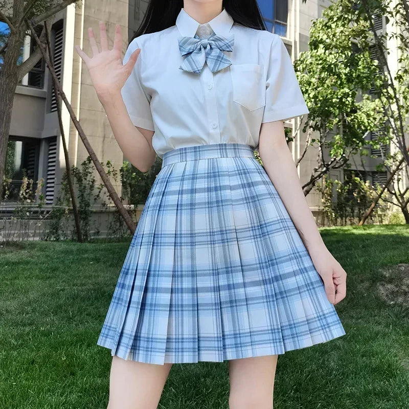 Japanese Korean Student Short Sleeve Sexy Jk Uniform Set High School Clothes Pleated Skirt Girl Seifuku Dress Cosplay Schoolgirl