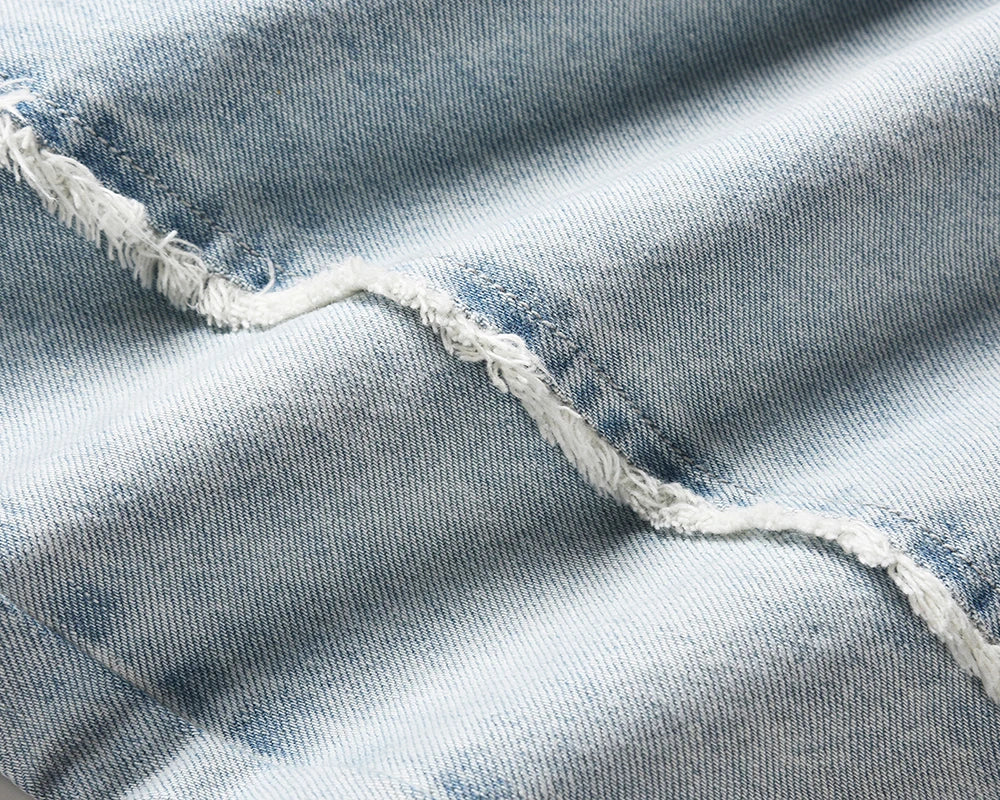 side striped washed ripped blue jeans for men and women streetwear baggy casual denim trousers straight light blue cargo pants baggy cargo bottoms