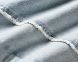 side striped washed ripped blue jeans for men and women streetwear baggy casual denim trousers straight light blue cargo pants baggy cargo bottoms