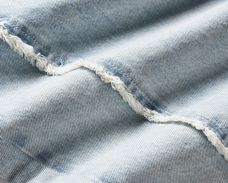 side striped washed ripped blue jeans for men and women streetwear baggy casual denim trousers straight light blue cargo pants baggy cargo bottoms