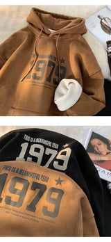 Winter New Korean Men's Hooded Sweatshirt New Niche Ins Harajuku Style Personality Loose Casual Y2K Couple Thickened Jacket Top