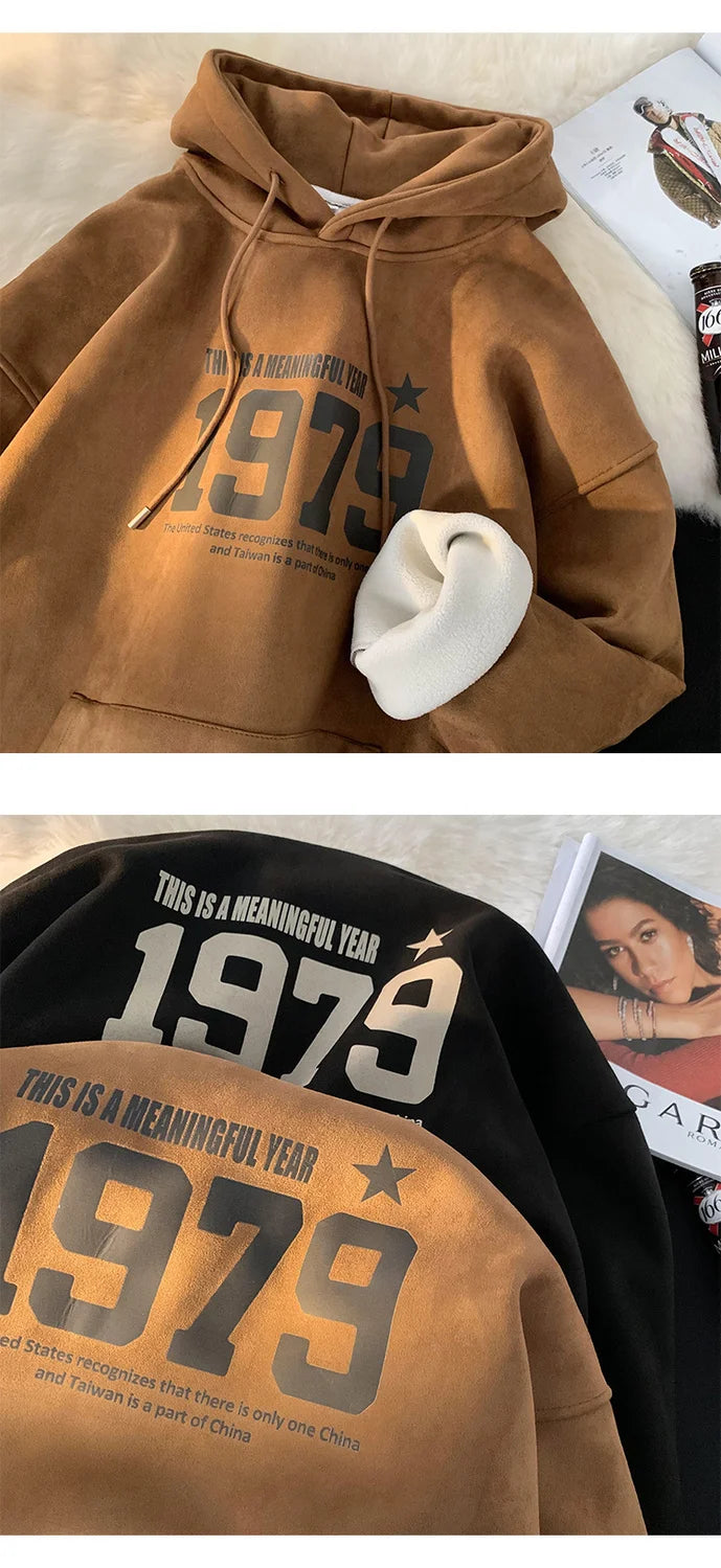 Winter New Korean Men's Hooded Sweatshirt New Niche Ins Harajuku Style Personality Loose Casual Y2K Couple Thickened Jacket Top