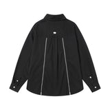 Back Zipper Vibe Style Black Long Sleeve Shirts Jackets for Men Streetwear Y2k Baggy Ropa Hombre Camisas Oversized Loose Coat