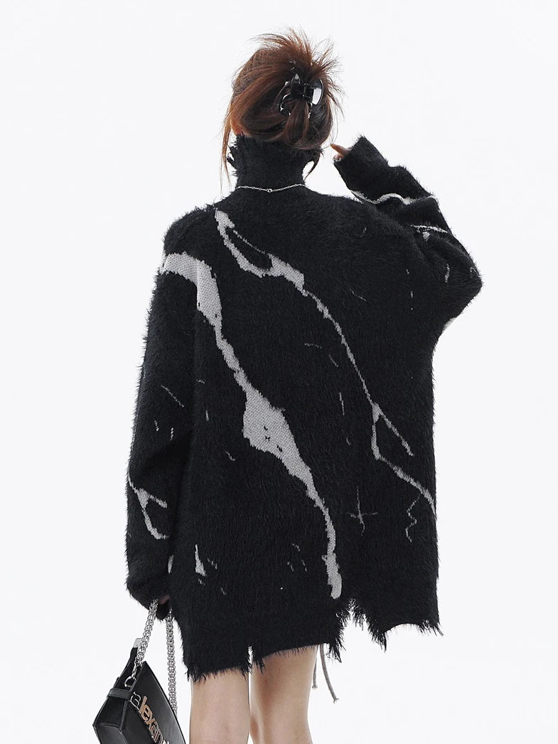 mens sweater fashion cross lines harajuku streetwear hip hop warm hairy knitted high neck sweaters unisex knit sweater jumpers - high quality cotton hoodie, soft fleece-lined outerwear, urban fashion pullover