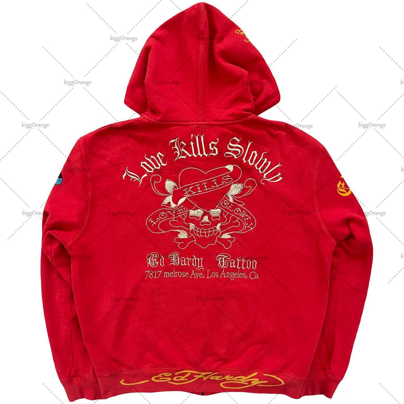American Fashion Trend Pattern Print Zipper Hoodie Women Y2K New Stree