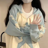 Spring Autumn Streetwear Star Graphic Zip Up Hoodie Women Vintage Y2K