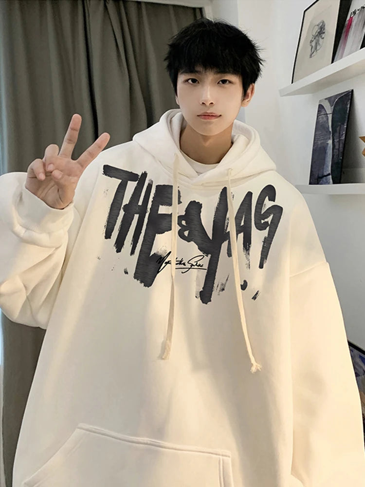 High Street Letter Print Oversized Hoodie Mens New Hip Hop Fashion