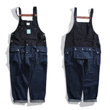 2023 summer cargo overalls pants men patchwork denim jumpsuits loose work pants solid color casual streetwear cargo trousers unique cargo style 4510