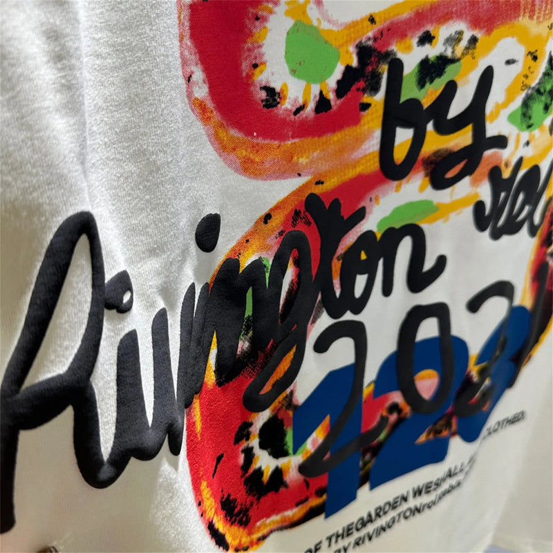 vaporwave streetwear top featuring vintage summer rrr123 foam letter print loose casual t shirt tops
