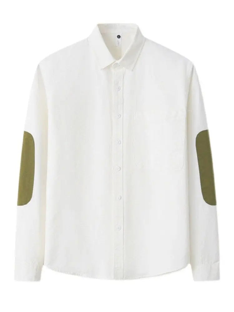 2023 Spring And Autumn New Casual Shirt Men's Splicing Retro Loose Long-sleeved Shirt Boutique Clothing Simple Style