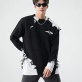 varsity flame knitwear, statement sweater, cozy knitwear for men, oversized grunge aesthetic winter top