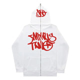 New American Retro Ins Zipper Sweatshirt Men's Hooded Loose Trendy Casual Y2K Versatile Autumn and Winter Super Hot Sweatshirt