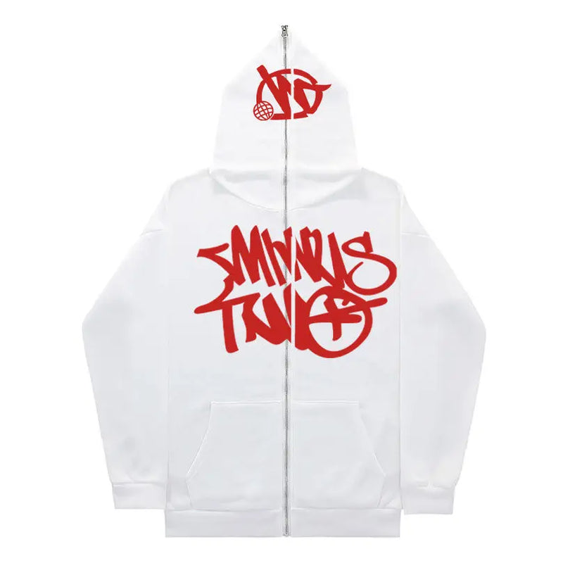New American Retro Ins Zipper Sweatshirt Men's Hooded Loose Trendy Casual Y2K Versatile Autumn and Winter Super Hot Sweatshirt