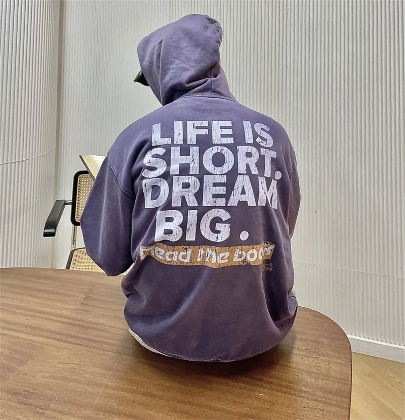 FP Brand Fashion New REEBORN Cracked Slogan Print High-Street Oversized Casual Cotton Hoodie Sweatshirt