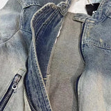 casual layering jacket featuring collarless wash denim motorcycle jacket design – premium quality jacket for men