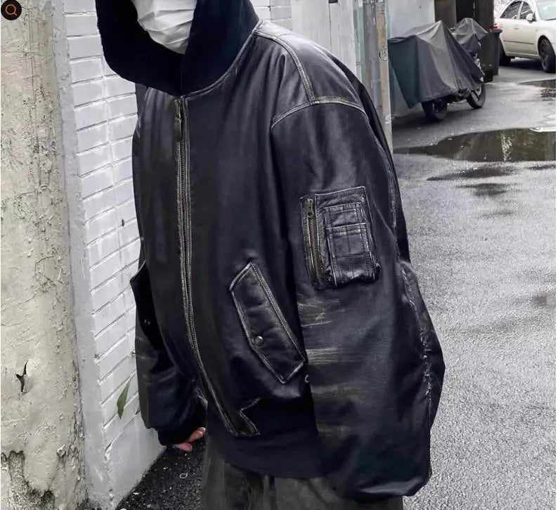 Graffiti bomber parka windbreaker hooded zip-up