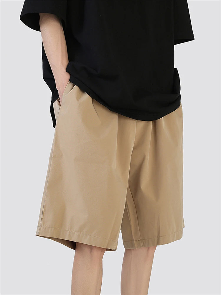summer mens solid color straight shorts 2024 casual y2k wide leg short pants casual streetwear sweat baggy bermudas hombre unique shorts style 3337