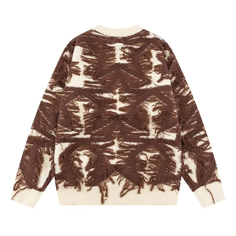 fashion stars tassel knitted sweater pullovers men fashion long sleeve loose sweater unisex autumn winter cotton jumper knitwear - urban fashion pullover, trendy hip hop fashion hoodie, high quality cotton hoodie