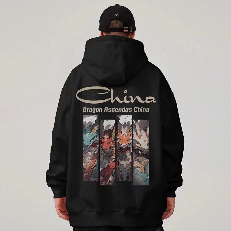 Dragon Ascendas China Graphic Sweatshirts Hombre Hip Hop Fashion Hoodie