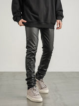 men pants high street wax coating pant casual streetwear hip hop zipper trousers harajuku fashion slim fit skinny pants joggers unique joggers style 2128