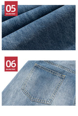 vintage ripped flared jeans blue straight baggy jeans trousers streetwear luxury loose casual distressed denim pants male unique jeans style 594