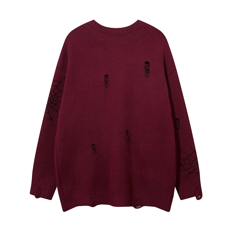hip hop knitted sweater men winter o neck anime spider web pattern pullover streetwear casual loose sweater warm jumper knitwear 1 trendy hip hop style outerwear, aesthetic street look hoodie, oversized graphic print design