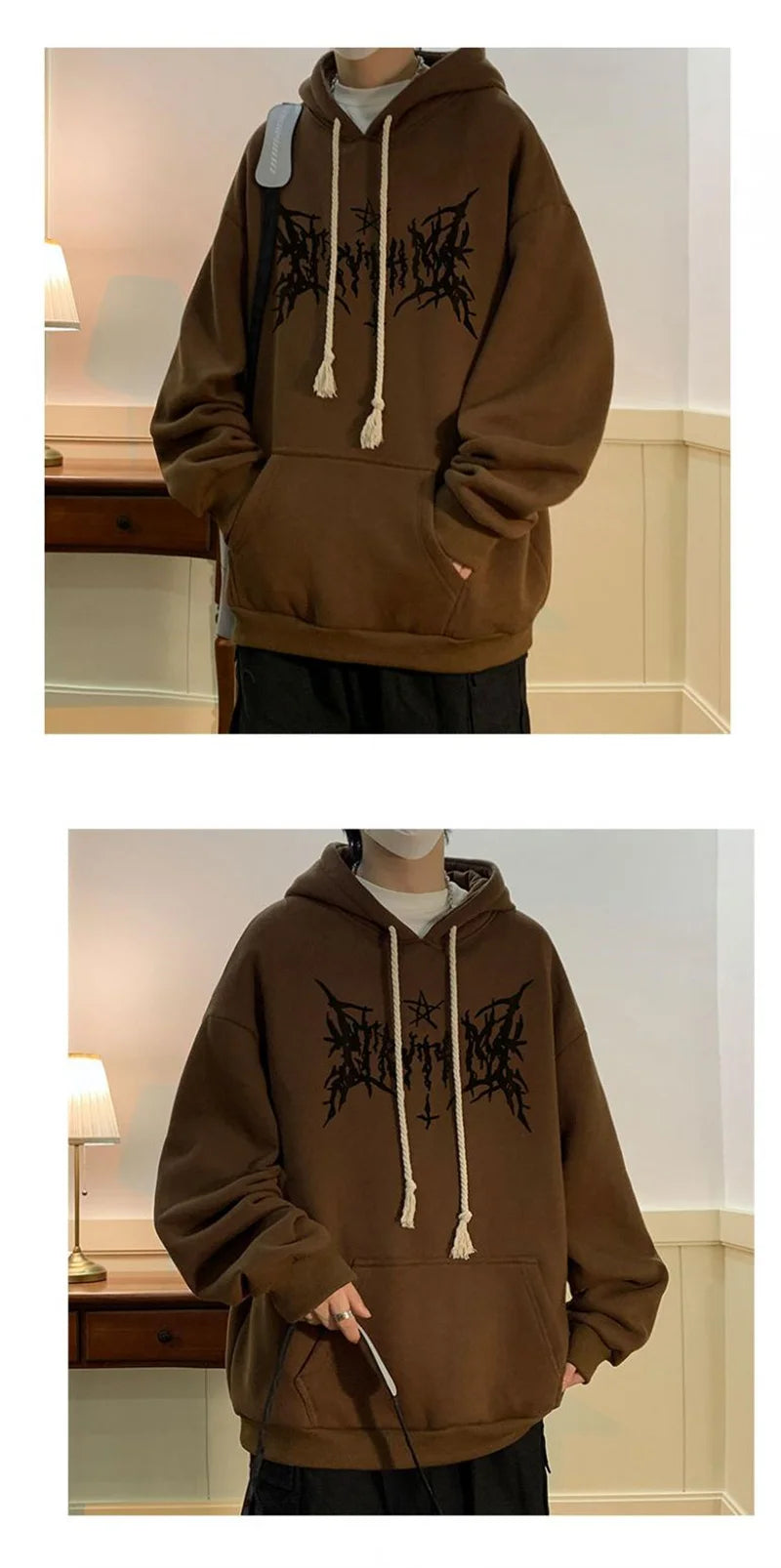 American Goth Printed Mens Pullover Hoodies Hip Hop Fashion Oversized