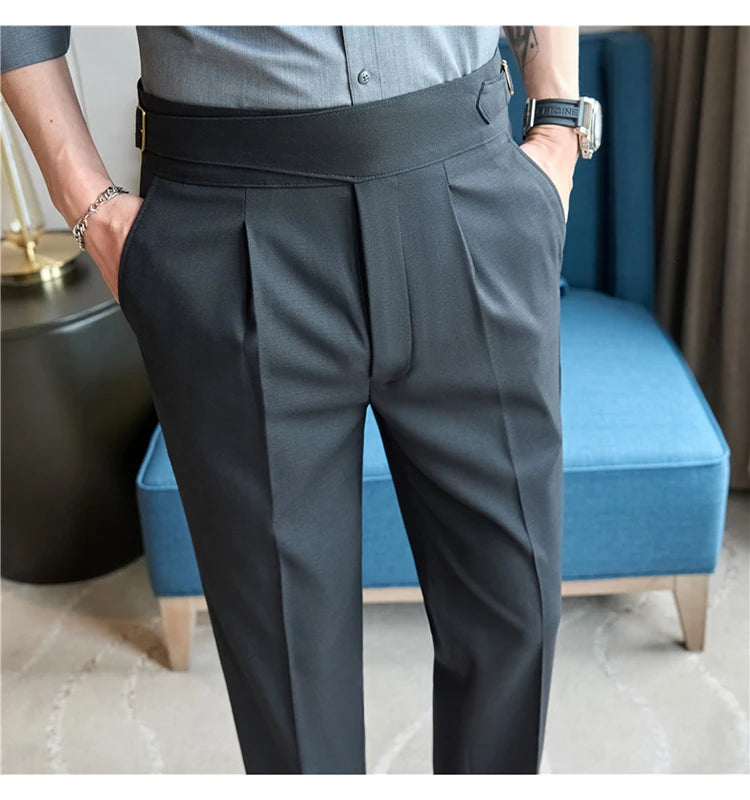 men naples waist business casual fashion vintage ankle length suit pant gentleman party dress pants trousers unique default style 1526