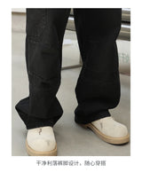 men american streetwear fashion loose casual hip hop wide leg black denim baggy jeans pants man y2k cargo jeans trousers unique cargo style 2333