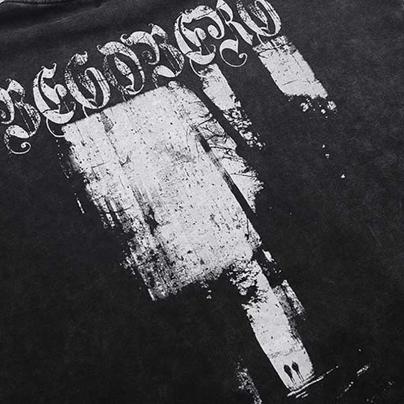 Winter Washed Cotton Hoodies Gothic Letter Print Hooded Vintage Landsc
