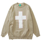 grunge knit sweater with heavyweight fabric, layered urban look for cold weather, street fashion menswear trend for seasonal 