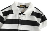 Trapwear Graphic tee – Summer Striped Polo T Shirt Mens New Retro Trend Washed Elas