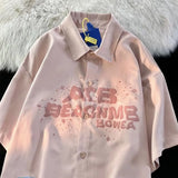 American retro letter printed short sleeved men and women summer new loose hip-hop personalized casual shirt top harajuku y2k
