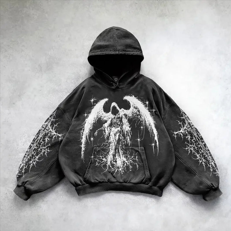 Oversized Sweatshirt Shining Angel Hoodies Women Goth New Couples Goth