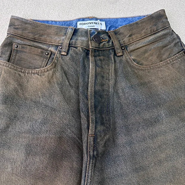 Yellow clay batik coated jeans