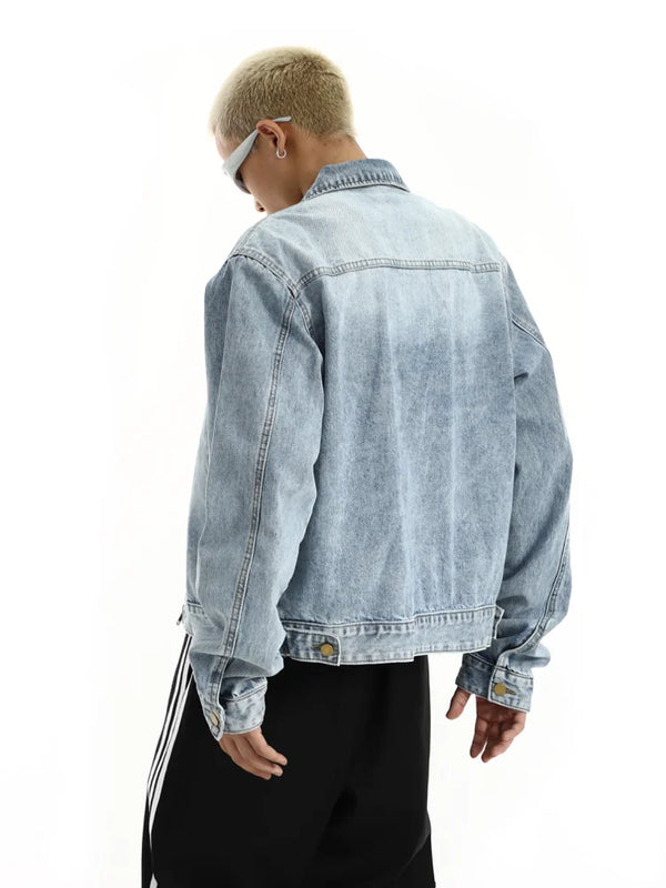 wide shoulder harajuku denim jacket coat mens fashion hip hop distressed washed jeans outerwear casual streetwear jackets blu - variant style f5443d for streetwear fashion