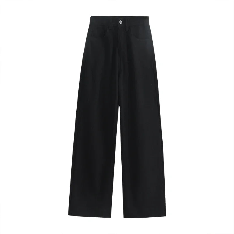 trendy brand white straight jeans for women 2024 spring new high waist slim wide leg pants high street ins fashion and leisure unique jeans style 2195